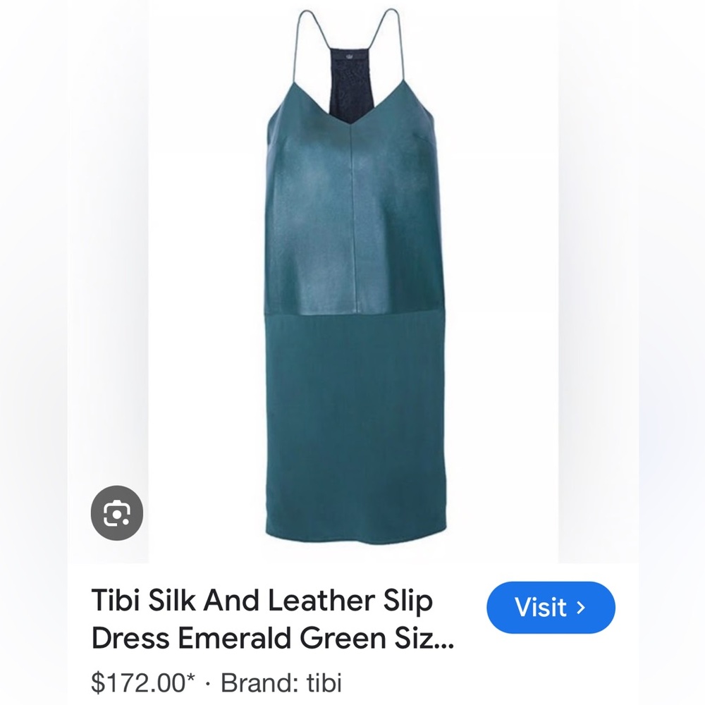 Tibi New York Ladies Emerald Green Leather Silk tank dress-6-Gorgeous!